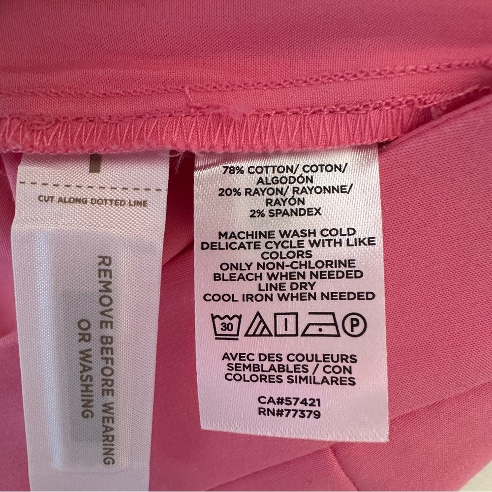 Ann Taylor Pant Trouser Pink High Rise Button Kick Crop Size 8 - Picture 7 of 7